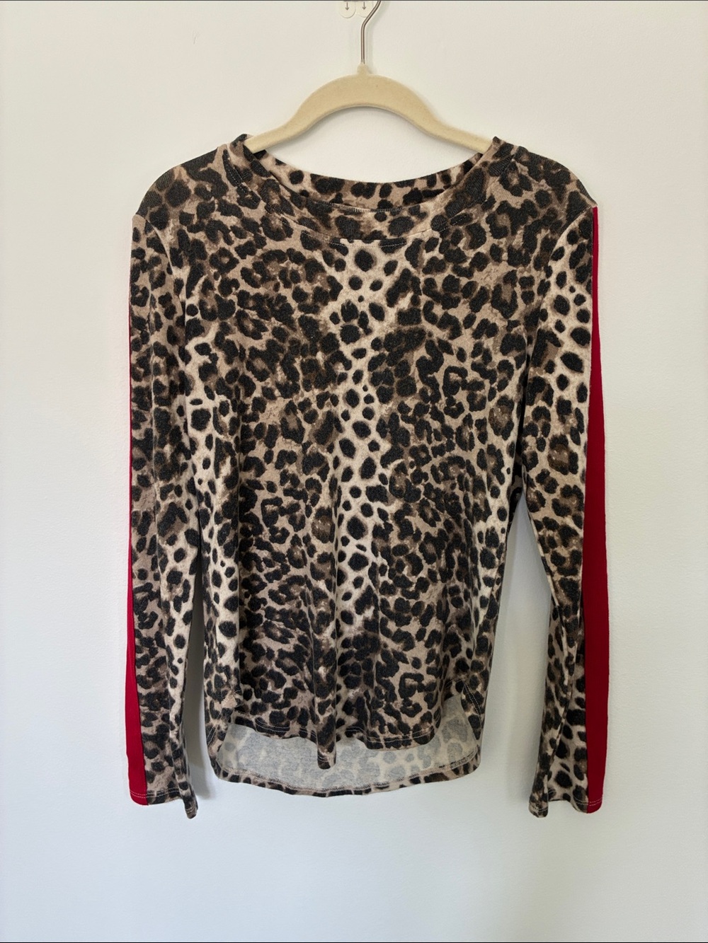 Nordstrom Leopard Print Long Sleeve Top with Red Side Panels